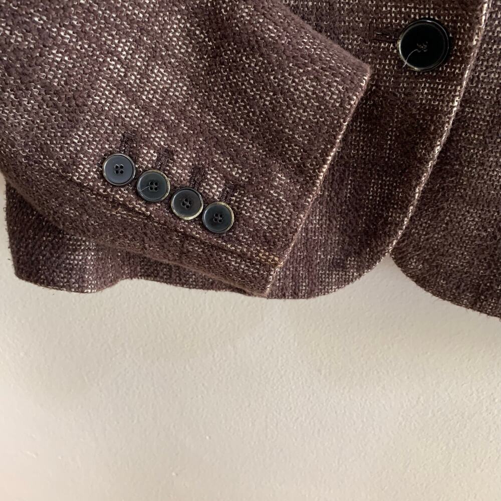 Talbots Petites Brown Tweed Skirt Suit 12P Career Business Jacket Cotton Linen - Picture 8 of 13